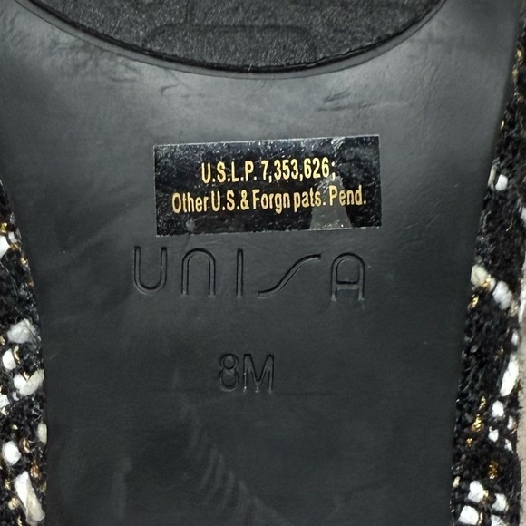 UNISA Mary Jane Preppy Tweed Retro Black Metallic Block Heel Heels - Picture 9 of 9